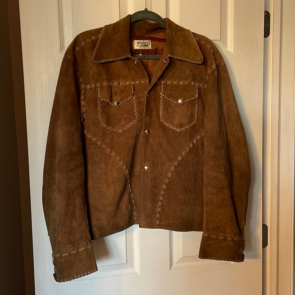 Vintage Whipstitch Suede Shirt Jacket